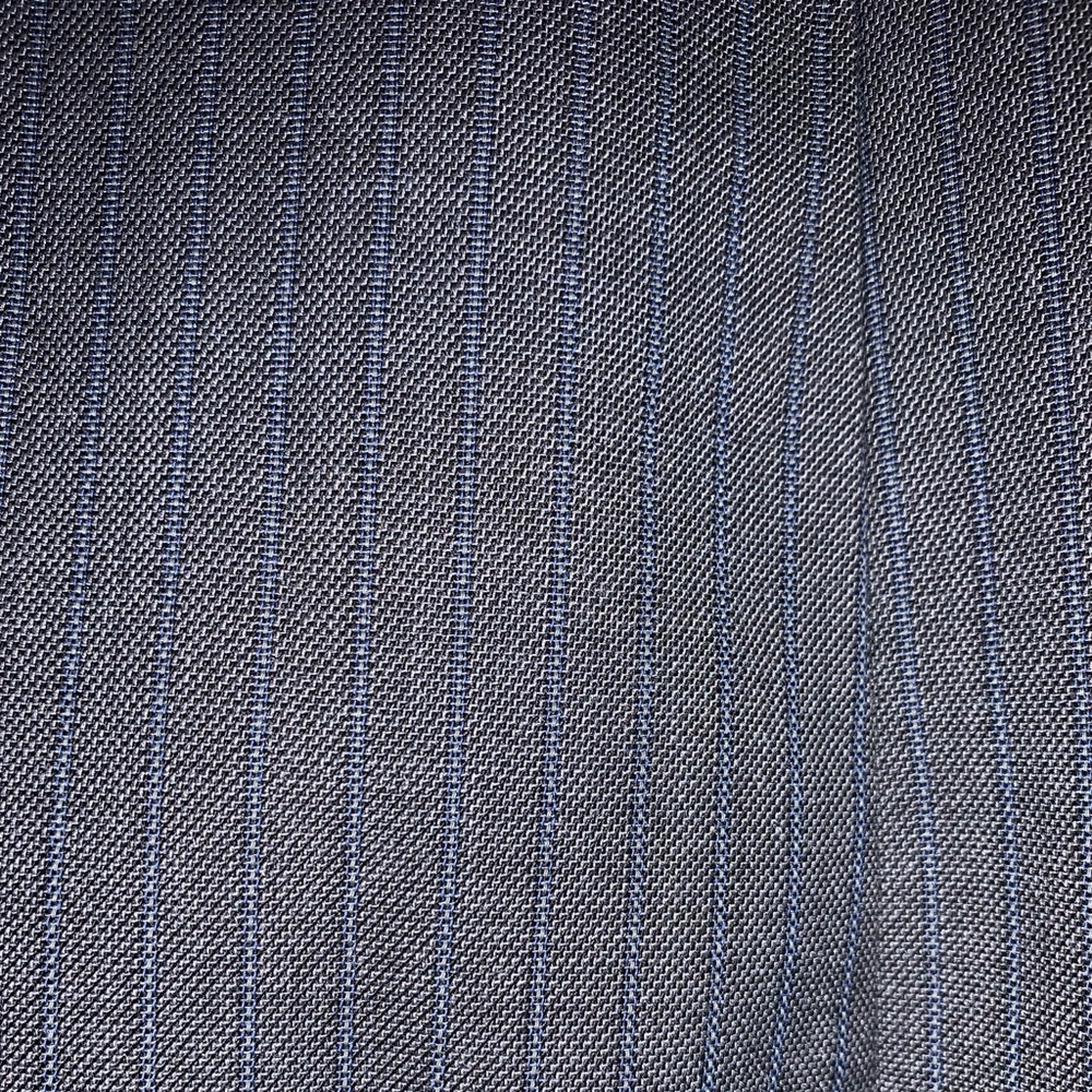 Blue-striped gray pants